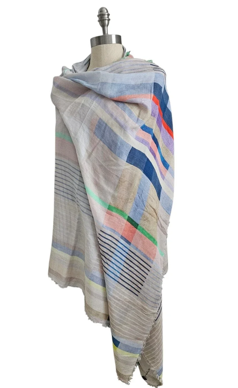 ECHO Colorful Graphic Geometric Plaid Modal Scarf Wrap | SZ 72